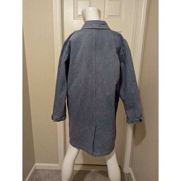 Denim & Company Women Size Medium Long Light Wash Denim Cotton Coat - Picture 7 of 10